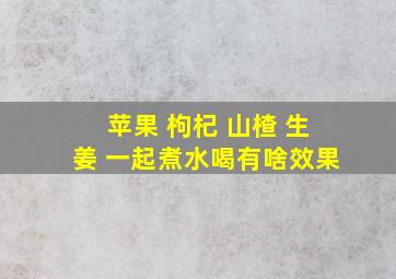 苹果 枸杞 山楂 生姜 一起煮水喝有啥效果